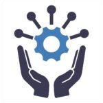 project management and management icon concept in blue filled color vector